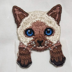 立体マスク　布マスク　大人用　猫柄　シャム猫　ポケット猫　刺繍アップリケ付 3枚目の画像