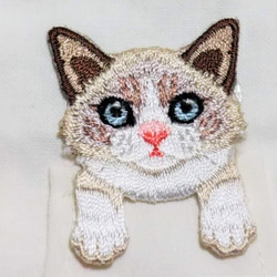 立体マスク　布マスク　大人用　猫柄　ラグドール　ポケット猫　刺繍アップリケ付　 3枚目の画像