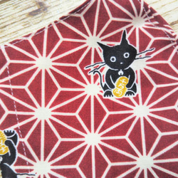 立体マスク　布マスク　大人用　猫柄　和柄 麻の葉　黒猫　大きめ 3枚目の画像