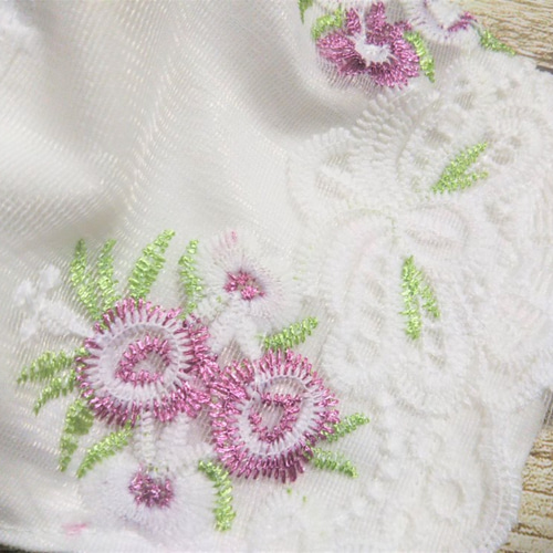 立体マスク 大人用 チュールレース 大人可愛い花の刺繍 パープル