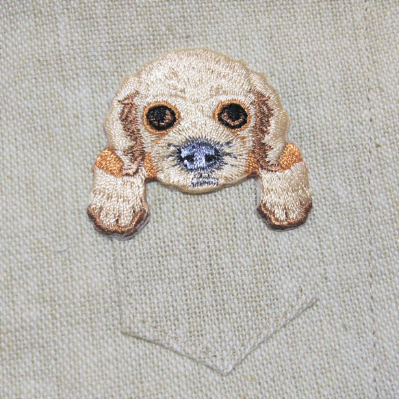 立体マスク　布マスク　大人用　犬柄　コッカースパニエル　刺繍アップリケ付　大きめ　 3枚目の画像