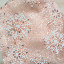 立体マスク　布マスク　大人用　オーガンジー　雪の結晶　ラメ入り　ピンク　大きめ 4枚目の画像