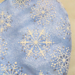 立体マスク　布マスク　大人用　オーガンジー　雪の結晶　ラメ入り　ブルー　大きめ 4枚目の画像