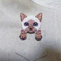 立体マスク　布マスク　大人用　猫柄　シャム猫　刺繍アップリケ付　 3枚目の画像