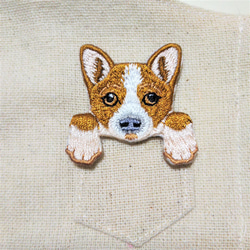 立体マスク　布マスク　大人用　犬柄　コーギー　刺繍アップリケ付　 3枚目の画像