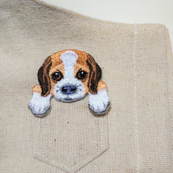 立体マスク　布マスク　大人用　犬柄　ビーグル　刺繍アップリケ付　 3枚目の画像