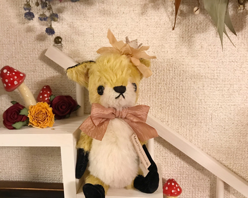 キツネのテディベア 作家様 作家様 キツネ 桜 狐 きつね アートドール ぬいぐるみ