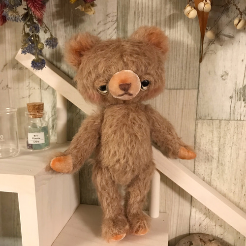 テディベア作家　ワンピースのベア テディベア 水色ワンピースのベアさん ハンドメイド ぬいぐるみ Mad