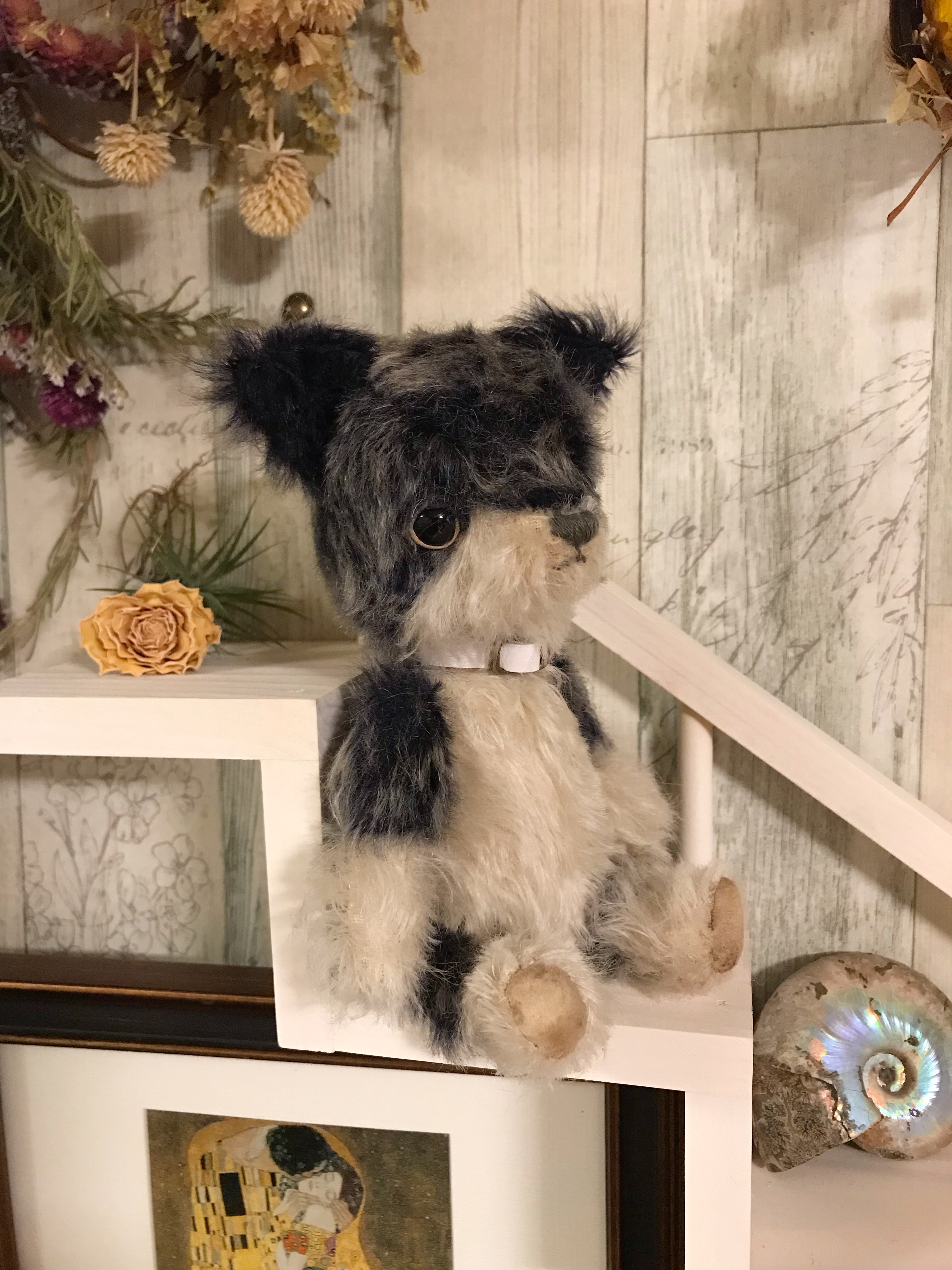 ベア ハンドメイド　ぬいぐるみ　オオカミ　狼　パッチワーク　テディベア 作家 アート ドール セカンドオーナー探し アーティスト