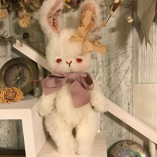 handmade テディベア ウサギ ぬいぐるみ 作家 様 テディベア 作家 hirahira ぬいぐるみ うさぎ アンティーク