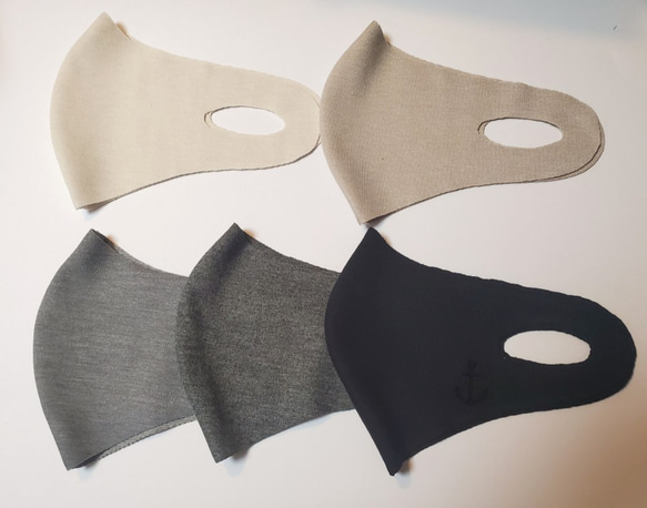 【ニット生地の真面目な！シンプルマスク　５枚セット】　メンズセット　　マスクはおひとり様１セットのみ 1枚目の画像