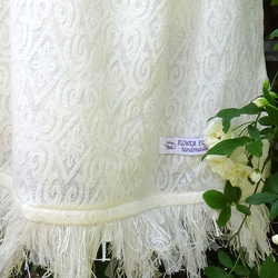 ウール混紡　スペイン製レイシーニットの　❀花冷え❀ストール　【　オフホワイト　】 5枚目の画像