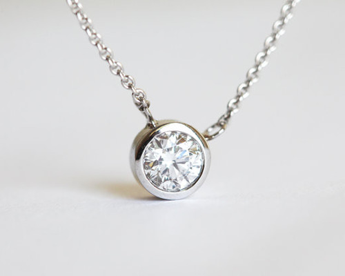 ソリティア ダイアモンドネックレス ゴールド 10k ダイヤモンド 10K イエローゴールド ネックレス 幅15mm 53cm