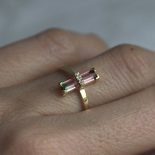 美品　希少　バイカラートルマリン　リング　ハンドメイド　k14gf 15号 Fillyjonk(フィリフヨンカ) Moss ring | バイカラートルマリン