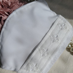 シルク使用　不織布マスクカバー　⑭　コットンレース 3枚目の画像