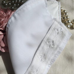 シルク使用　不織布マスクカバー　⑭　コットンレース 4枚目の画像