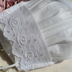 　不織布マスクカバー　㉑　バラ刺繍 3枚目の画像