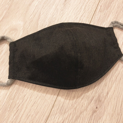 ブラックデニム×ダブルガーゼ　立体マスク　Mサイズ 1枚目の画像