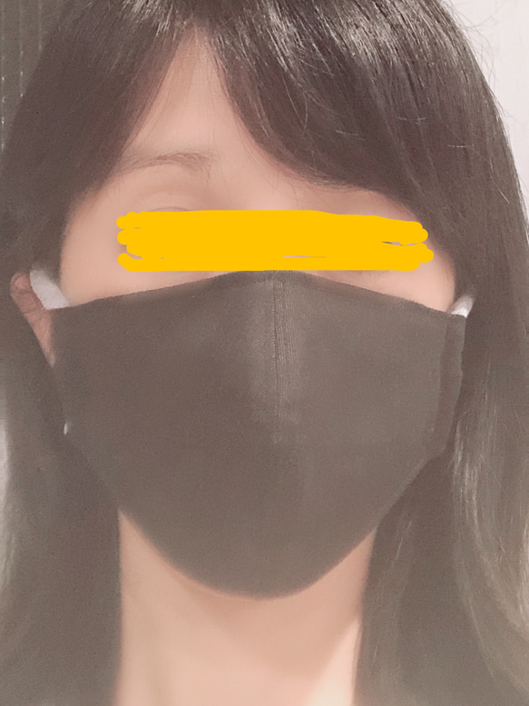 ブラックデニム×ダブルガーゼ　立体マスク　Mサイズ 4枚目の画像