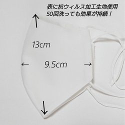 抗ウィルス素材使用 ノーズワイヤー入り 洗えるマスク(小さいサイズ)(白) 2枚目の画像