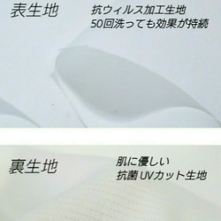 抗ウィルス素材使用 ノーズワイヤー入り 洗えるマスク(小さいサイズ)(白) 5枚目の画像