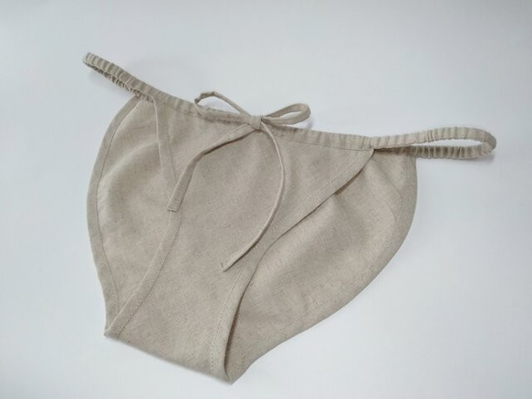 ヘンプ１００%　楽なショーツ 　股上浅め　フロント紐タイプ 下着 1枚目の画像