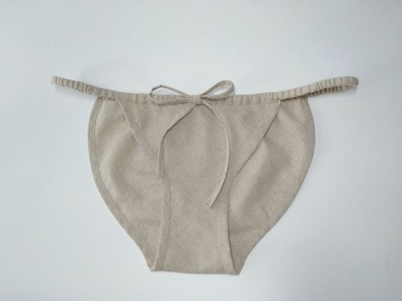 ヘンプ１００%　楽なショーツ 　股上浅め　フロント紐タイプ 下着 3枚目の画像