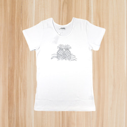 Tシャツ パイナップル/ホワイト×シルバー/Mサイズ 1枚目の画像