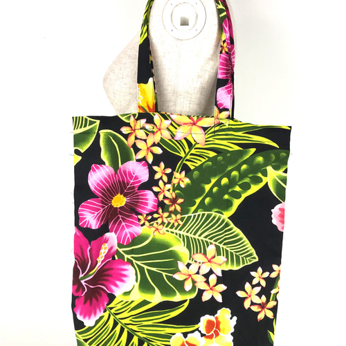 即納】ハワイ柄エコバッグ大小2個セット/ハイビスカス/コンパクト