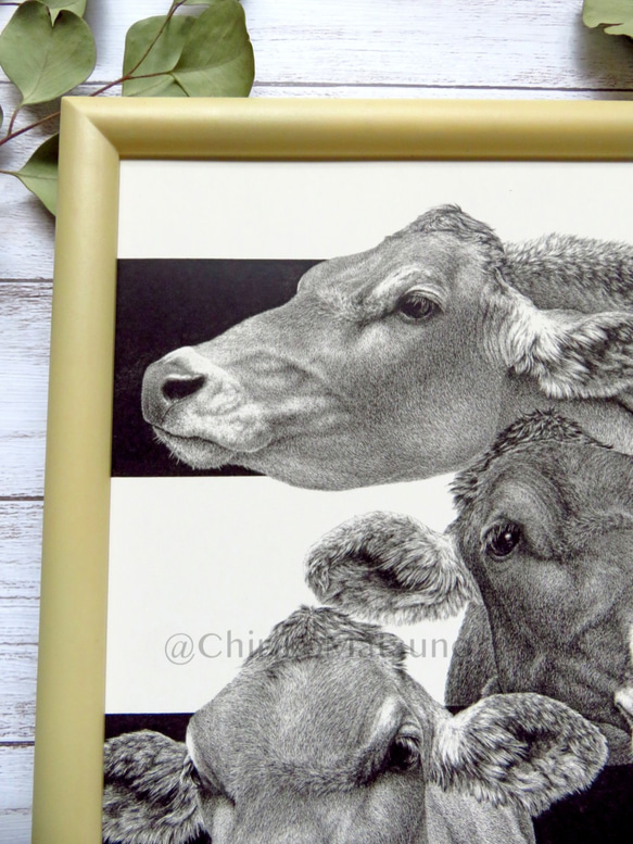 A4サイズ複製画・三匹の子牛 2枚目の画像