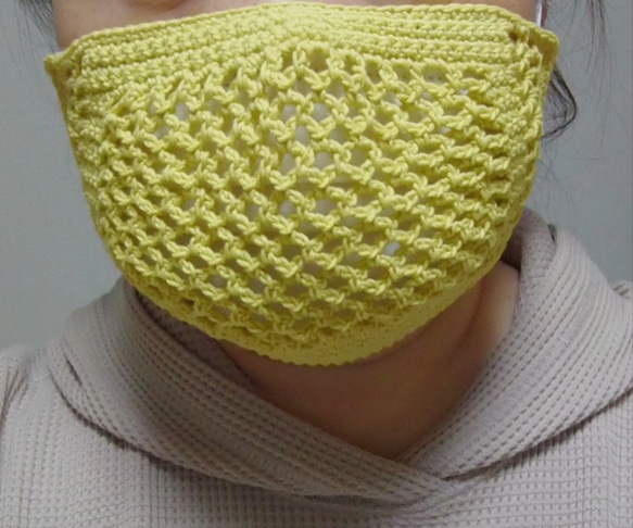 （大人用）手編みの不織布マスクカバー（コットン無地シリーズ）　　【受注製作】 10枚目の画像