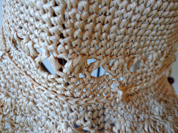【受注製作】エコアンダリヤの夏帽子（円型）ナチュラルベージュ 4枚目の画像