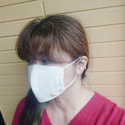 【送料無料】夏でも快適にコットン100%白いシンプル立体マスク《ポケット付き》L・Mサイズ【受注販売】 4枚目の画像