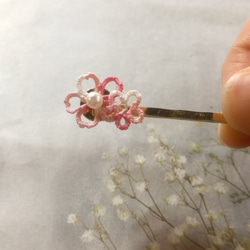 春色 桜のヘアピン 2個セット  タティング 2枚目の画像