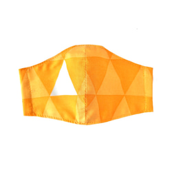 キッズ・春夏向きコットンリネンガーゼ立体マスク（黄色の鱗模様）MSサイズ 1枚目の画像