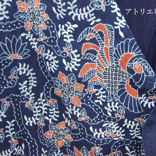 筒描藍染エプロンワンピース「鳥」 ワンピース アトリエ草冠＊野乃花