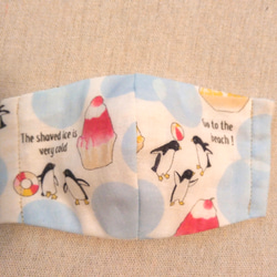 （送料無料）子供マスク3枚組✽Sサイズ立体ガーゼマスク（ペンギンとかき氷） 3枚目の画像