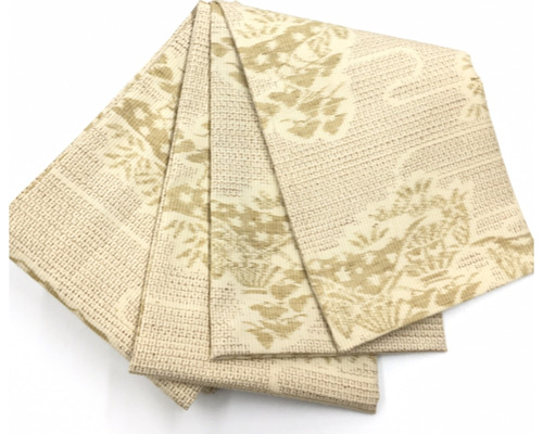 美品 半幅帯 紬 ベージュ 正絹 全通 長尺 412センチ リサイクル品 和装