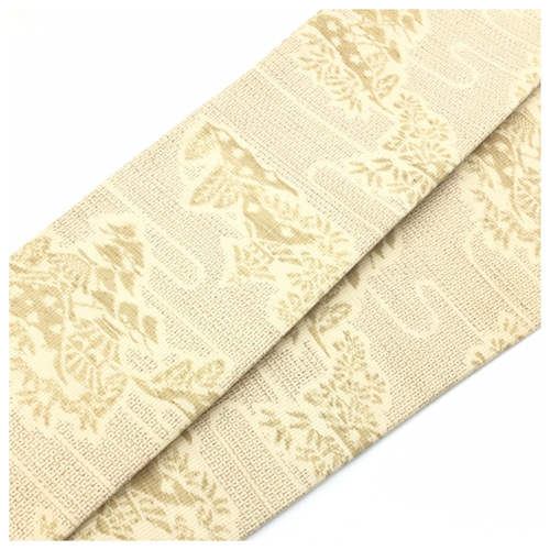 美品 半幅帯 紬 ベージュ 正絹 全通 長尺 412センチ リサイクル品 和装