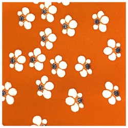 美品　梅模様　半幅帯　地紋柄　正絹　全通　長尺　432センチ　オレンジ 2枚目の画像