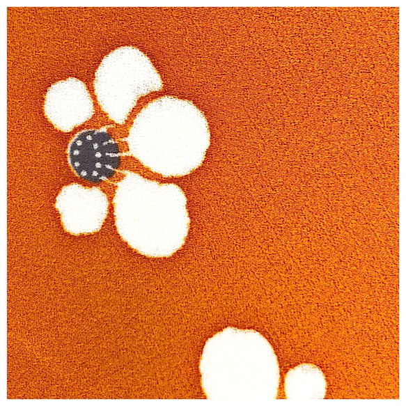 美品　梅模様　半幅帯　地紋柄　正絹　全通　長尺　432センチ　オレンジ 5枚目の画像