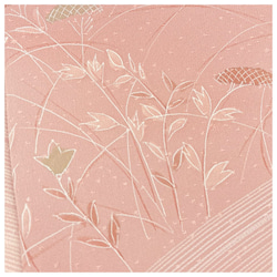 特選　半幅帯　全通　淡いピンク　花・小紋柄　正絹　長さ373　 5枚目の画像