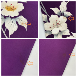 特選　花模様　半幅帯　正絹　長尺　454センチ　深紫色　 5枚目の画像