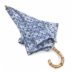 日傘　正絹　藍染　総絞り　バンブー　持ちて　二段階調整　和装　小物 4枚目の画像