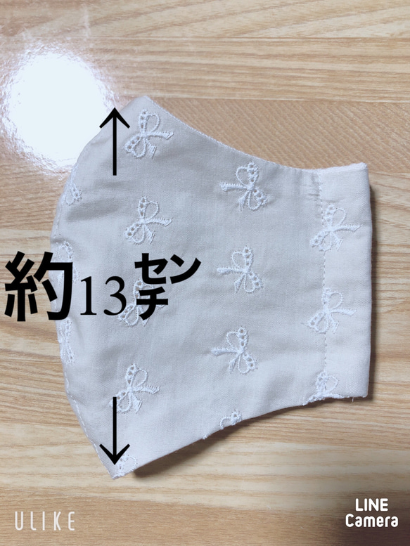 【送料無料】リボン刺繍立体マスク　ベージュ 5枚目の画像