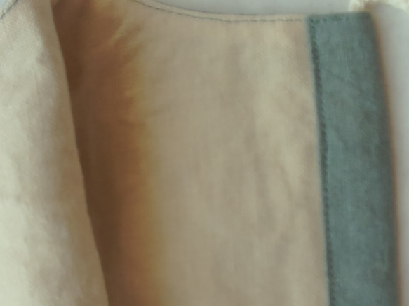 国産良質ヘンプとリネンのシンプル立体マスク　錆浅葱色　ＬＬ・男性サイズ　肌に優しいコットン紐 4枚目の画像