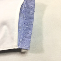 ⭐️9/30まで⭐️お早めに　⌘夏マスク⌘  接触冷感　❇︎刺繍レース❇︎ 　大人綺麗ブルー　Mサイズ 3枚目の画像