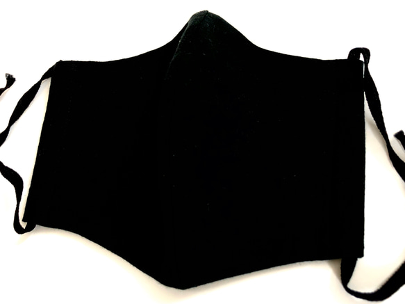 【再販】ハンドメイド　布　マスク　ブラック　1枚　黒　立体マスク　無地　ガーゼ　wガーゼ　布マスク　 4枚目の画像