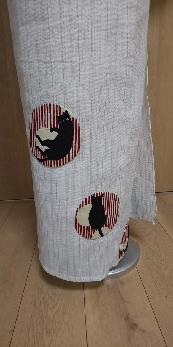 しじら織浴衣(白)#黒猫モチーフ#レディース 8枚目の画像