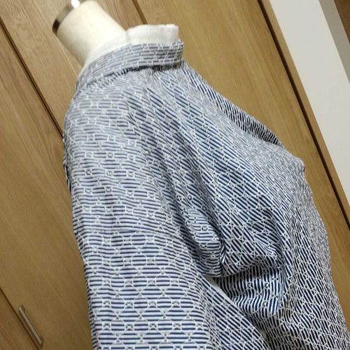 洗える羽織#総刺繍#受注製作#長羽織#ネイビー#ピンストライプ#着物 